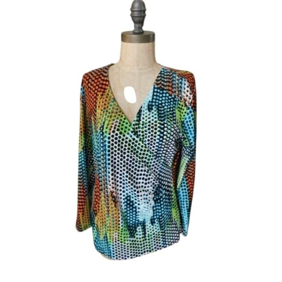 Peck & Peck Size M Medium STRETCH Dotted Slinky Top - Picture 1 of 2